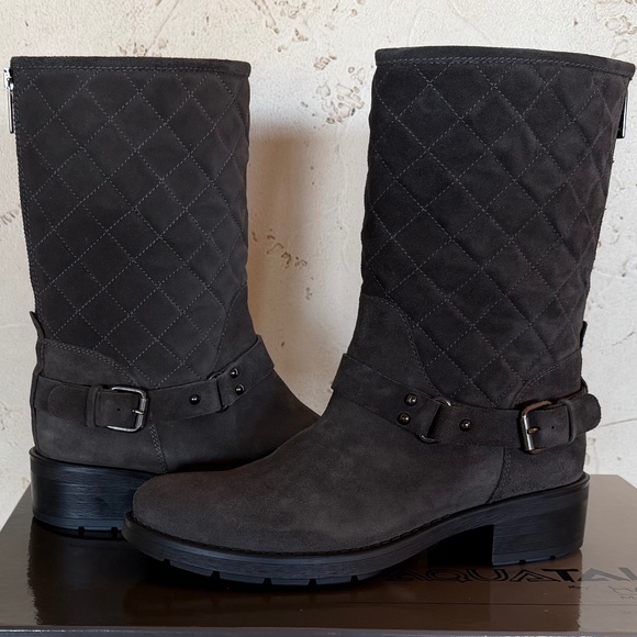NWT Aquatalia "Shannon" Weatherproof Suede Quilted Boots - 9.5M NIB - Picture 7 of 7